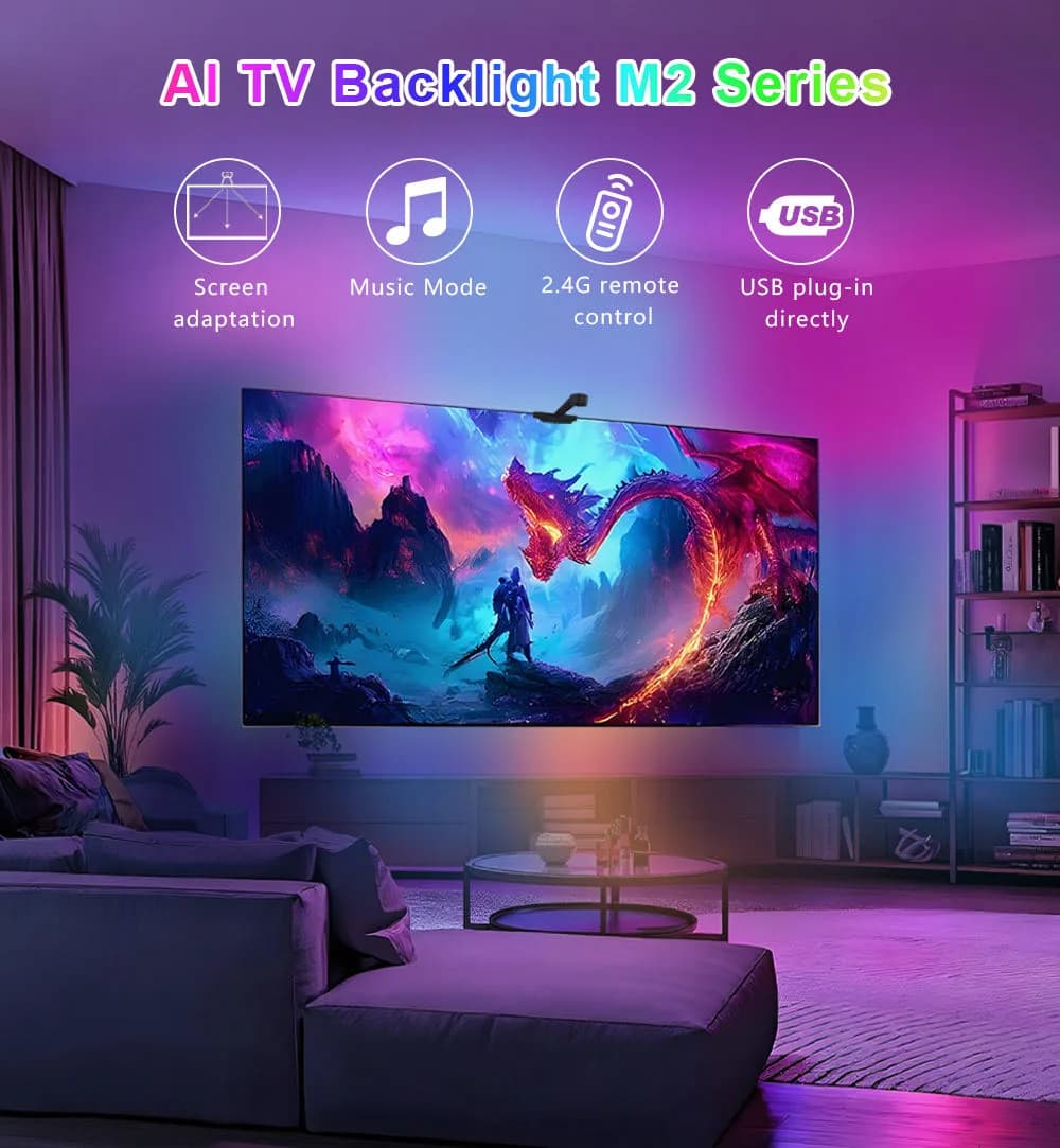 Đèn Nền TV Đồng Bộ Camera AI M2 RGB (Cho Mọi TV) - ảnh 5